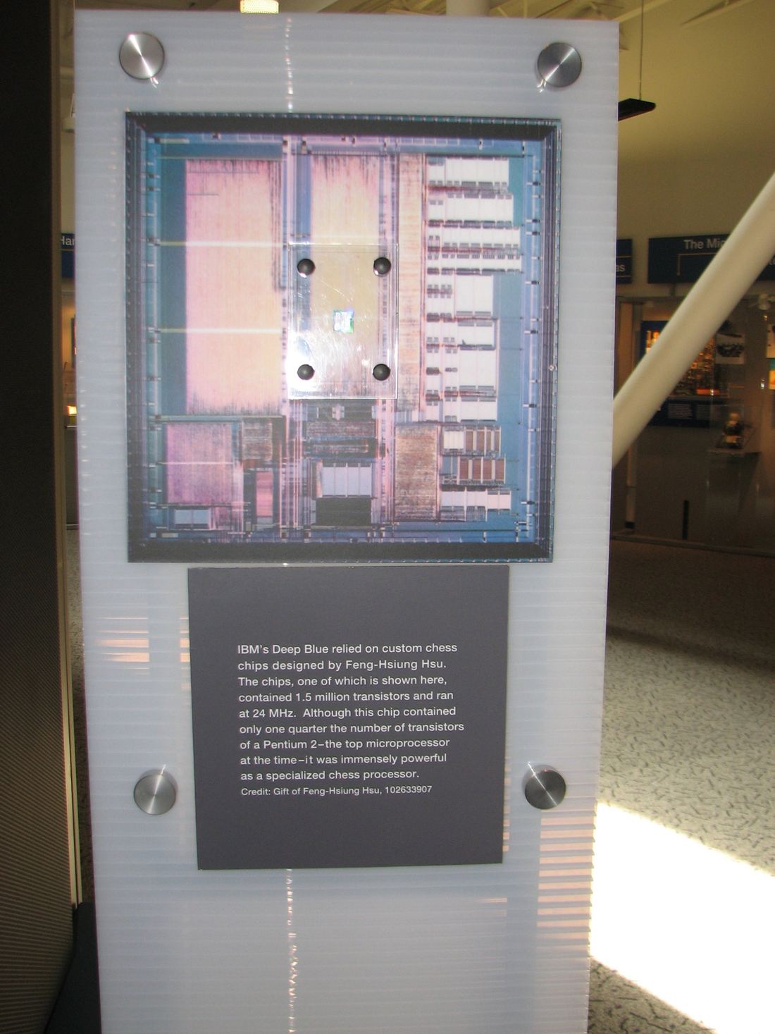 Close view of a Deep Blue processor board