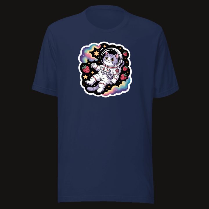 Cosmic Kitty design on a navy tee