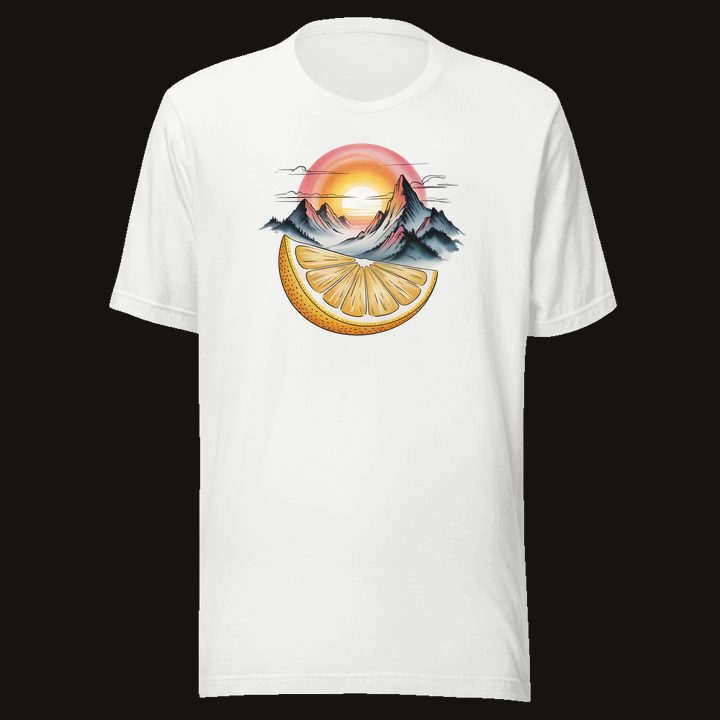 Peak Citrus design on a white tee