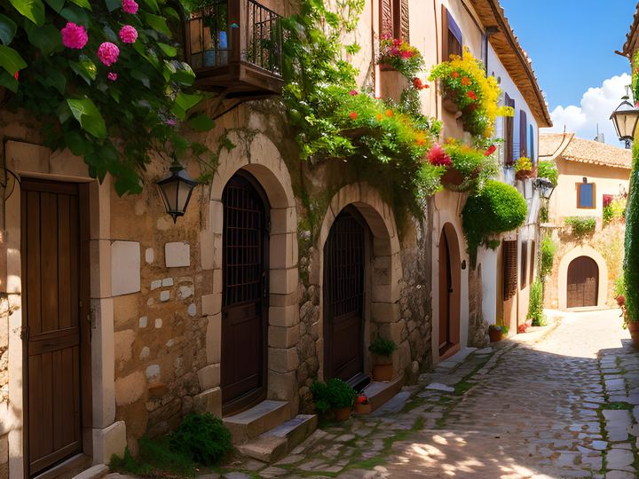 AI-generated street scene in Spain created with Stable Diffusion